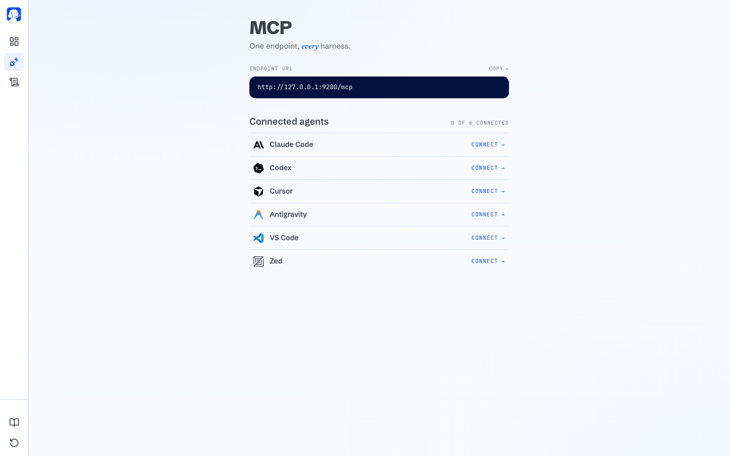 BrowserOS/BrowserClaw의 원클릭 MCP 설치 보드, 지원 AI 도구 목록