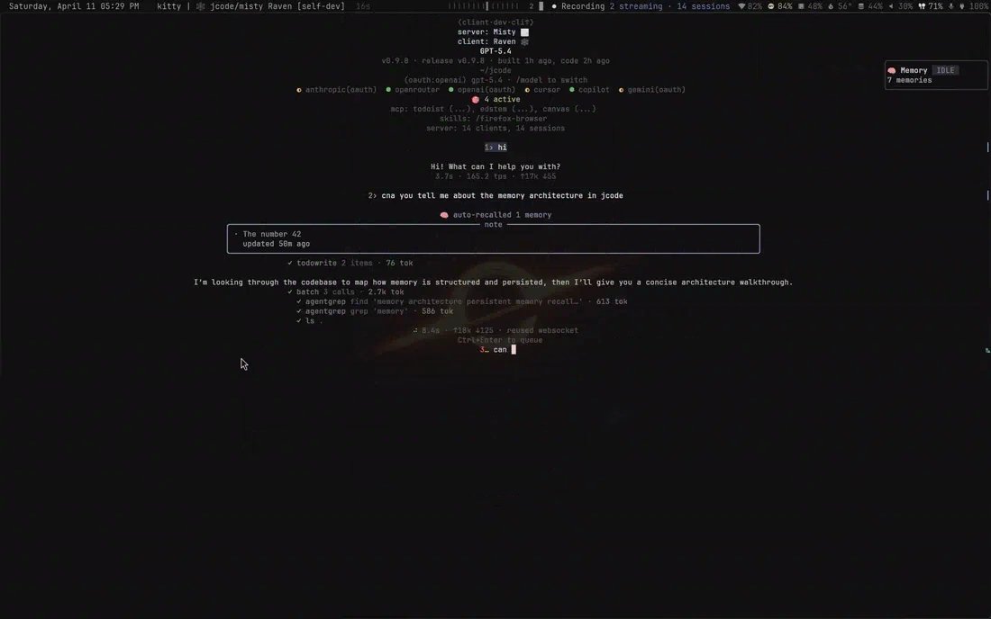 jcode agent memory system in action